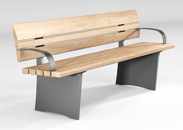 Norfolk bench with stainless steel arms